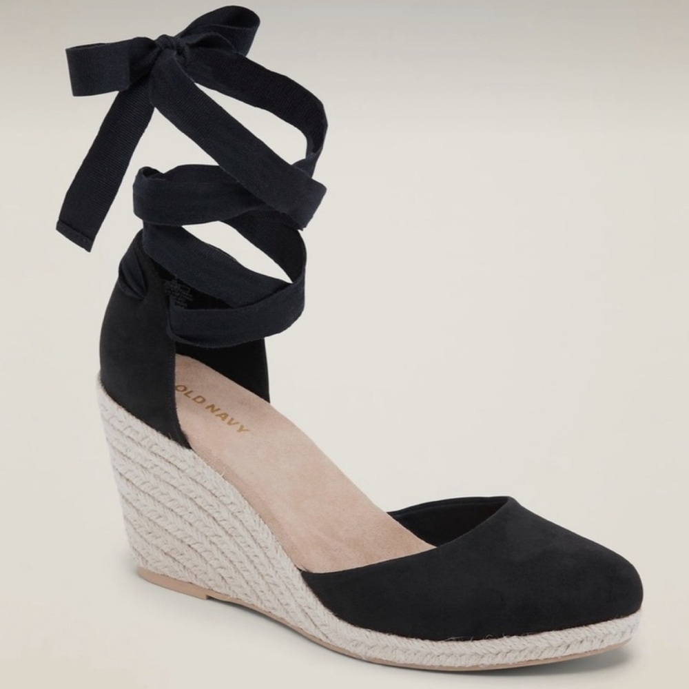 Old Navy Black Wedge Espadrilles